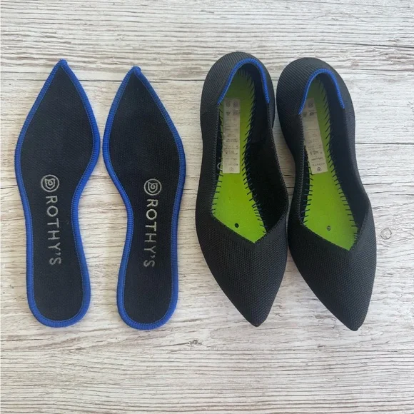 Rothy’s The Point Black Solid Pointed Toe Ballet Flats Shoes 5.5